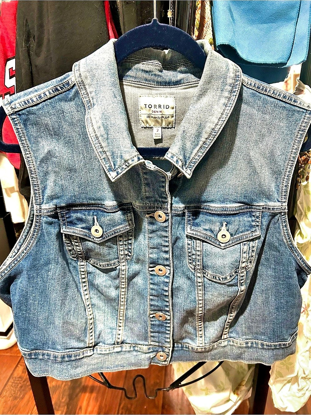 TORRID Crop Denim Vest Blue Size 2